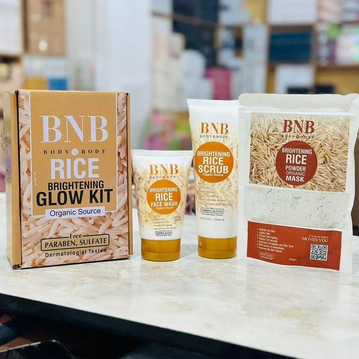 BnB-rice Whitening And Glowing Facial Kit 4 in 1  Face Wash, Scrub, Mask & Serum