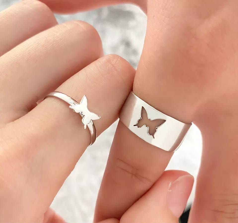 Butterfly Rings Set For Couples, Couples Ring, Gorgeous Ring For Couples , Rings , Butterfly Shaped Couple Rings.