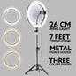 26cm Adjustable Ring Light with Phone Holder – 3 Color Modes for Video, Photography, and Studio Lighting